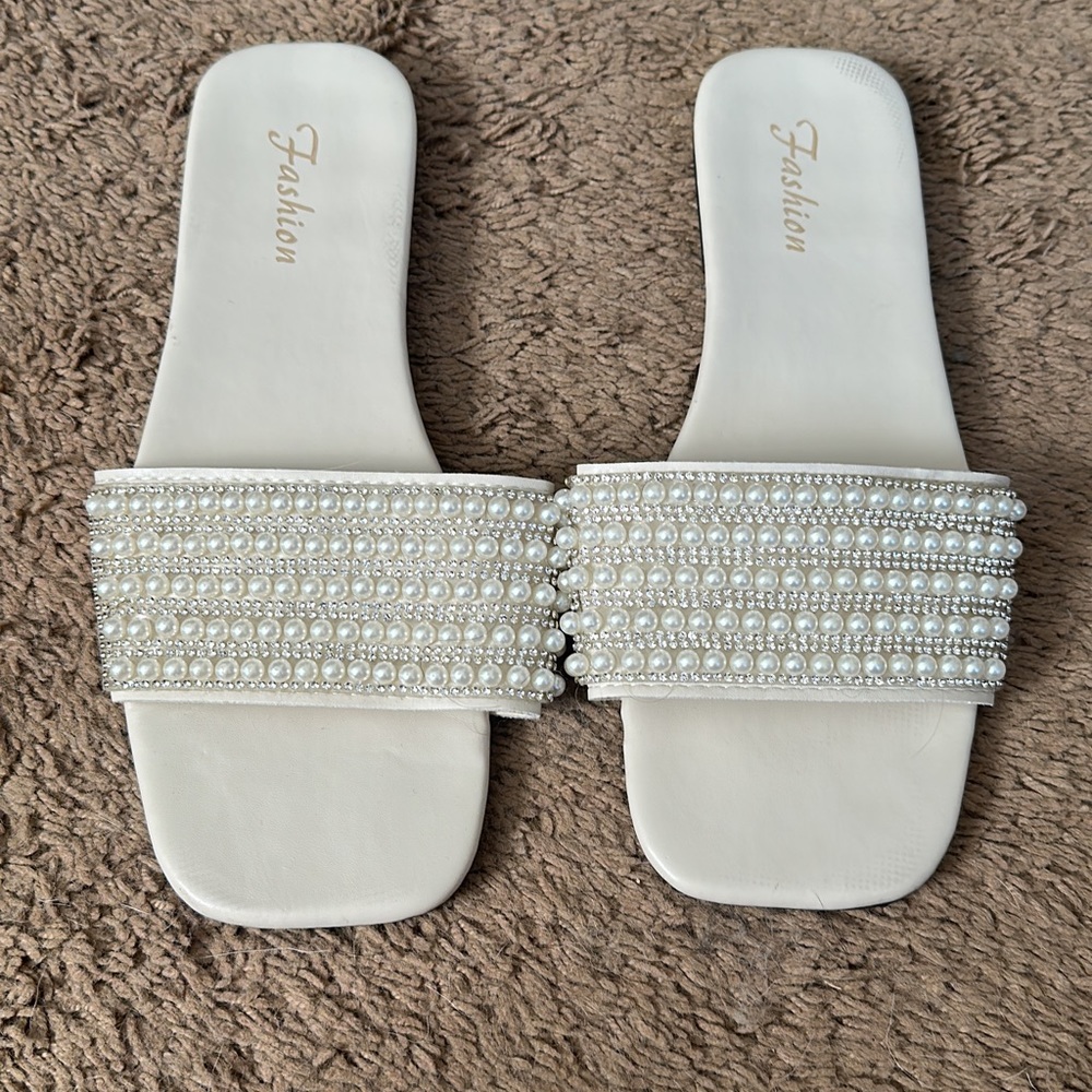 Pearl and rhinestone sandals